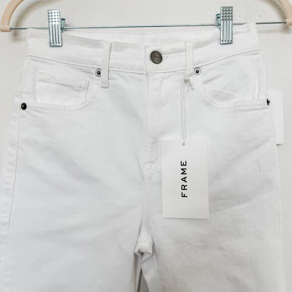 Frame Womens Shorts Size 23 White Le Vintage Bermuda Preppy Parisian Minimalist - Picture 3 of 7